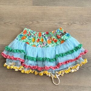 Matilda Jane Blue Tulle Ruffle Skirt with Floral Waistband